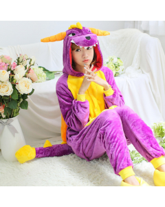 One piece animal pajamas cartoon purple dinosaur suit
