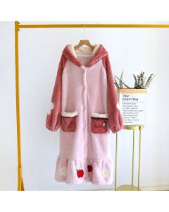 Women's Winter Long Thickened Flannel Nightgown