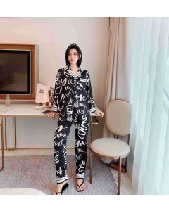 Printed pajamas spring and autumn simulation silk