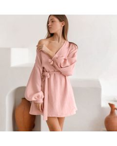 Long Sleeve Nightgown Loose-fitting Loungewear Pajamas For Women Double-layer Gauze Moisture-wicking Clothing