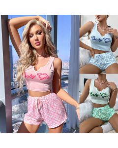 Summer Women's Pajamas Two-piece Set Sexy Sling Vest Shorts