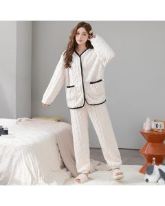 Spring And Autumn Coral Fleece Pajama Set