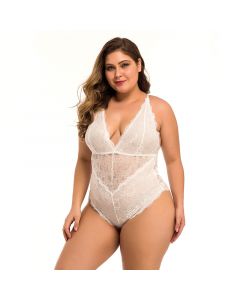 Sleeveless Halter Plus Size Lace Bodysuit Ladies