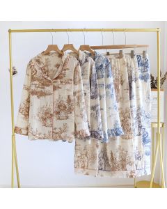 Spring And Autumn Pure Cotton Pajamas Women's Chinese Style Ink Painting Three Colors