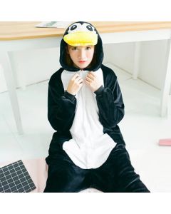 Cartoon one-piece pajamas penguin animal winter flannel cute black autumn couple costume