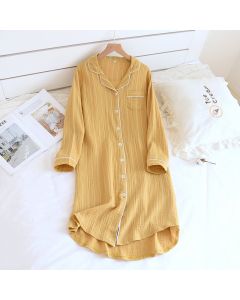 Ladies Cotton Long-sleeved Home Dress Stripe