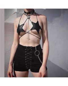 Women Sexy Glitter Reflective Five-Pointed Star Bra Strappy Bandage