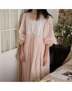 Long Sleeve Retro Palace Sweet Pajama Dress