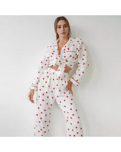 Comfortable Soft Heart Printing Cotton Pajamas Suit