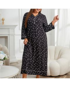 Women's Long Sleeve Plus Size Nightdress Can Be Worn Outside At Home