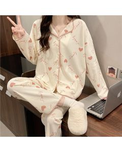 Spring And Autumn Long-sleeved Pajamas Simple Loose