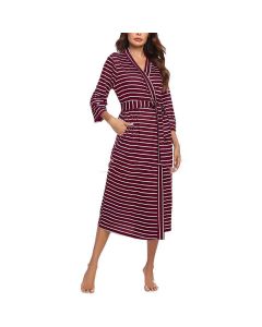 Mid-sleeve V-neck Solid Color Belt Bathrobe Soft Pajamas