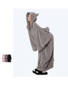 Loose Hooded Ultra-long Lamb Wool Nightgown