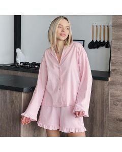 Cute Fashion Long Sleeve Shorts Ruffled Pajamas Two-piece Set