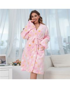 Autumn And Winter Thickened Large Size Flannel Women's Casual And Sweet Nightgown