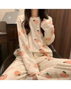 Women's Cute Coral Fleece Warm Thickened Loungewear