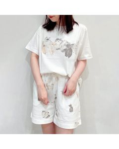 Summer Hand-painted Cat Short Comfortable Loose Home Wear Suit