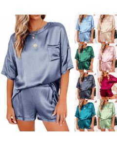 Pajama Set Short Sleeve Sleepwear Women Home Clothing