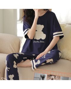 Pajamas Pure Cotton Short-sleeved And Trousers Cute Cartoon Home Wear Suit