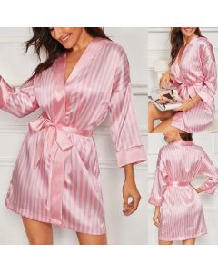 Fashionable home sexy stripe bathrobe