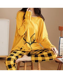 Pajamas Set Women Cute Cartoon Print Sleepwear 2 Piece Lounge Sets