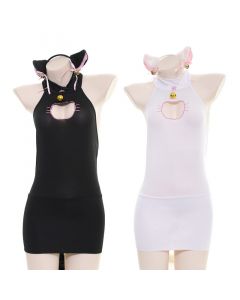 Embroidered Hollow Sexy Cat Nightdress Halter Pajamas