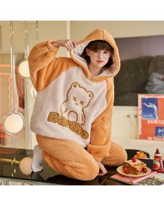 Coral Velvet Pajamas Women Autumn And Winter Thickening Plus