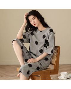 Pajamas Women's Short-sleeved Cropped Pants Suit Plus Size Homewear