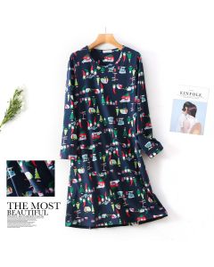 Summer Long-sleeved Nightdress Cute Cartoon Home Wear