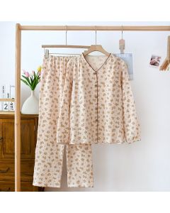 New Crepe Pajamas Spring Summer Cotton Gauze Homewear