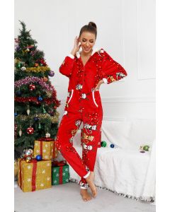 Ladies Santa Little Red Riding Hood Flannel Printed Bodysuit