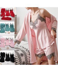 5pcs Pajama Set Women Kimono Robes Sets With Camisole And Pants