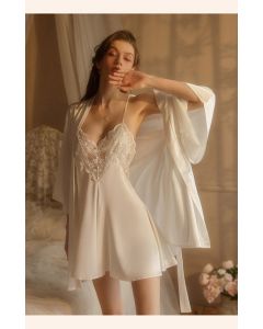 Women's Silk Nightdress With Short Suspenders