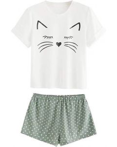 Summer Ladies Cat Casual Pajamas