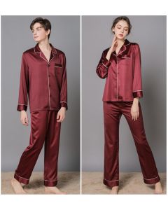 Silk Couple Pajamas And Home Wear Long-Sleeved Suit