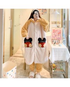 Autumn And Winter Plus Size Pajamas For Girls Warm Loungewear Suit Thickened Cartoon Bag Student Long