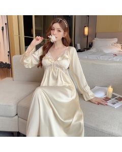New V-neck Nightdress Ice Silk Women