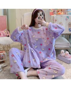 Flannel Cartoon Warm And Thickened Home Suit