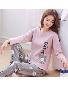 Milk Silk Cartoon Long-sleeved Trousers Ladies Home Service Suit