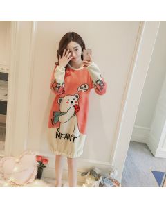 Coral Velvet Flannel Long Warmth Thickening And Lengthening Korean Sweet Princess Cartoon Pajamas