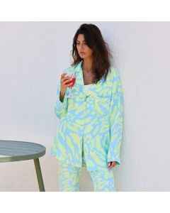 Printed Autumn And Winter Pajamas Long-sleeve Suit Loose Trousers Fashion Casual Artificial Silk Women's Home Wear