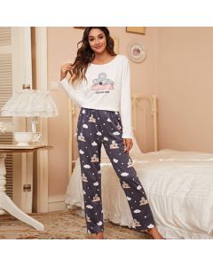 Home Wear Long-sleeved Pullover Pajamas Set