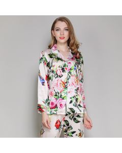 Spring And Autumn Silk Long-Sleeve Home Suit Two-piece