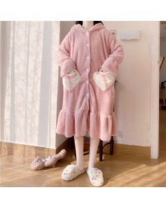 Cute Plus Velvet Padded Nightgown That Can Be Worn Outside