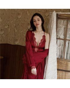 Chiffon strapless nightdress with chest pad