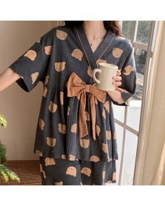 Women's Short Sleeved Cotton Japanese Home Clothing Set