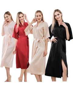 Satin Kimono Robes For Women Bride Long Robe Sleepwear