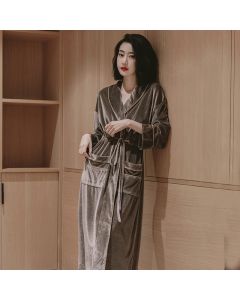 Ladies Fashion Japanese Style Gold Velvet Yukata