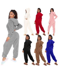 Women's Autumn And Winter Plush One-piece Pajamas