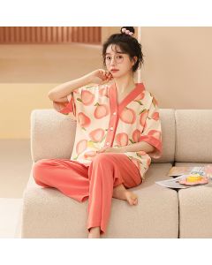 Women's Pajamas Pure Cotton Short-sleeved And Trousers Cardigan Homewear